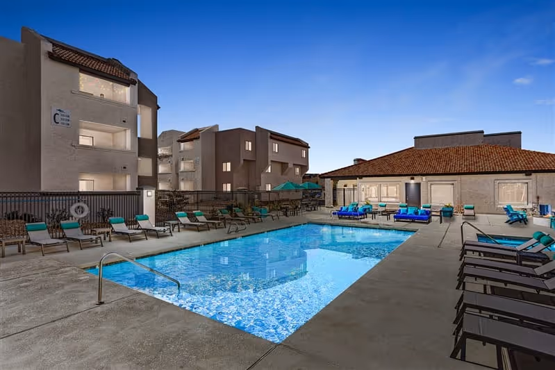 Swimming pool with chairs