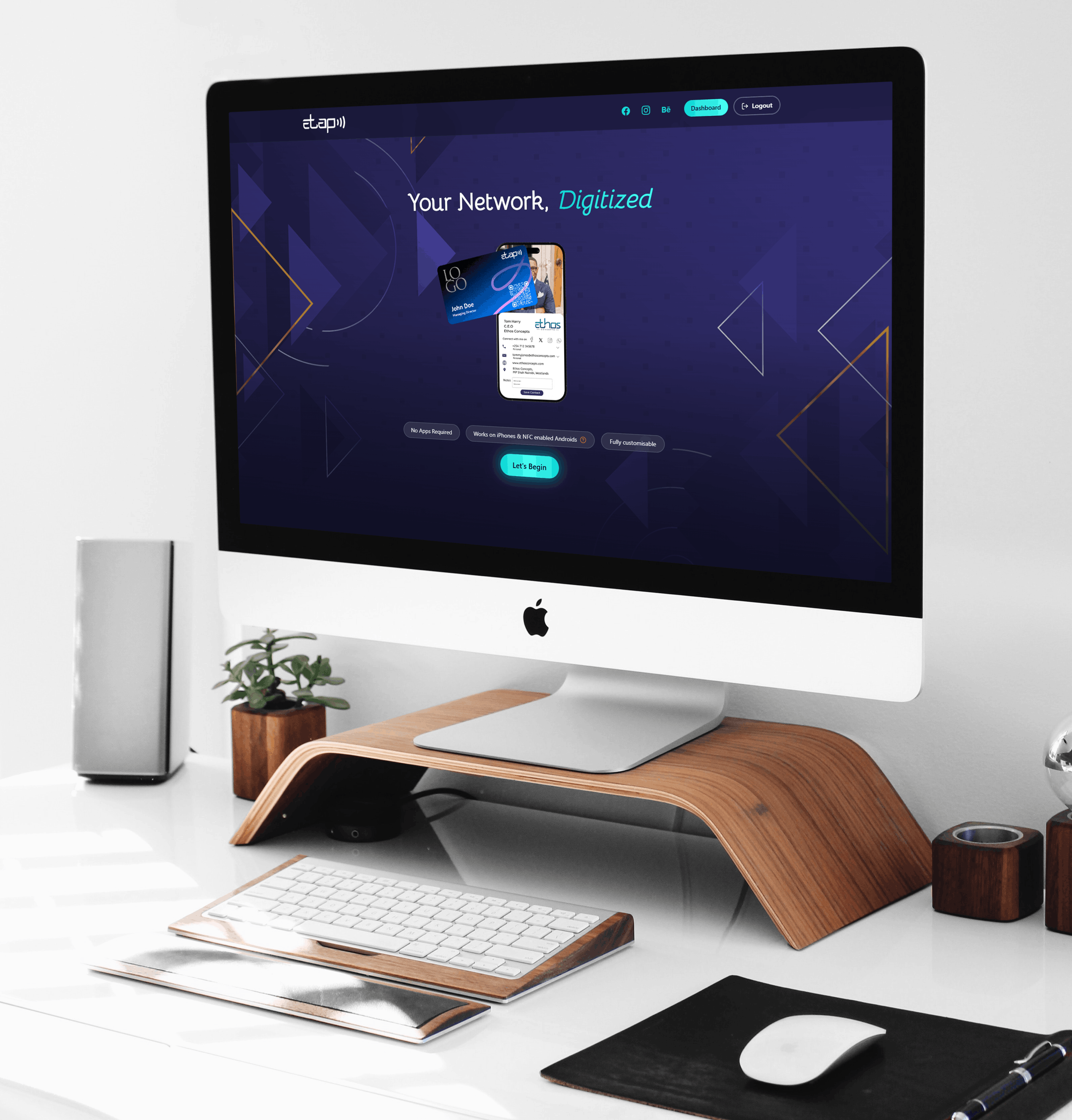 Ethos Concepts website on desktop — NFC e-business card web design by Mara & Finch