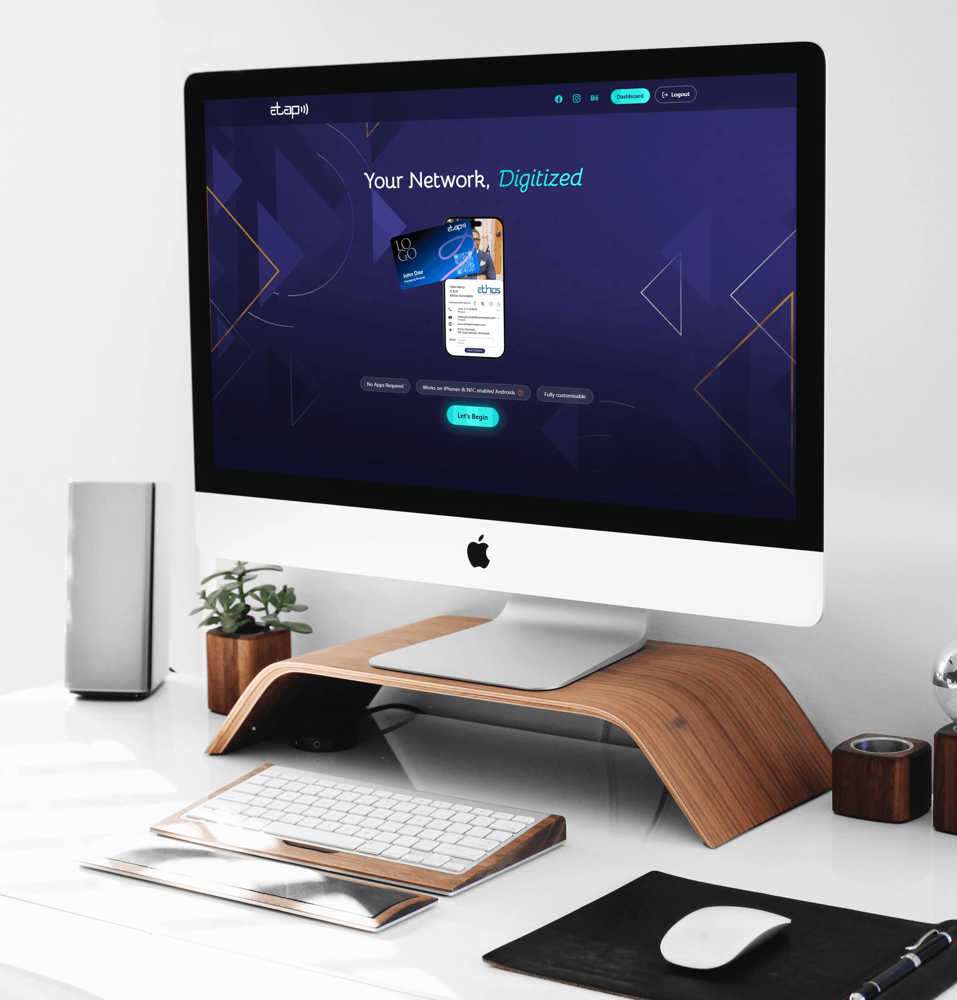 Ethos Concepts website on desktop — NFC e-business card web design by Mara & Finch