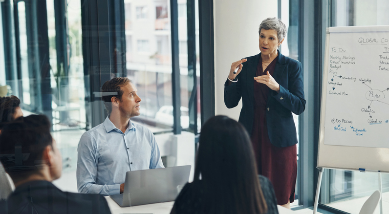 Strategy meeting in a boardroom