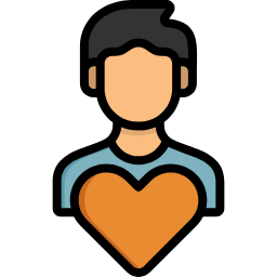 Illustration d'une personne stylisée avec un grand cœur orange devant elles représentant l'estime de soi.