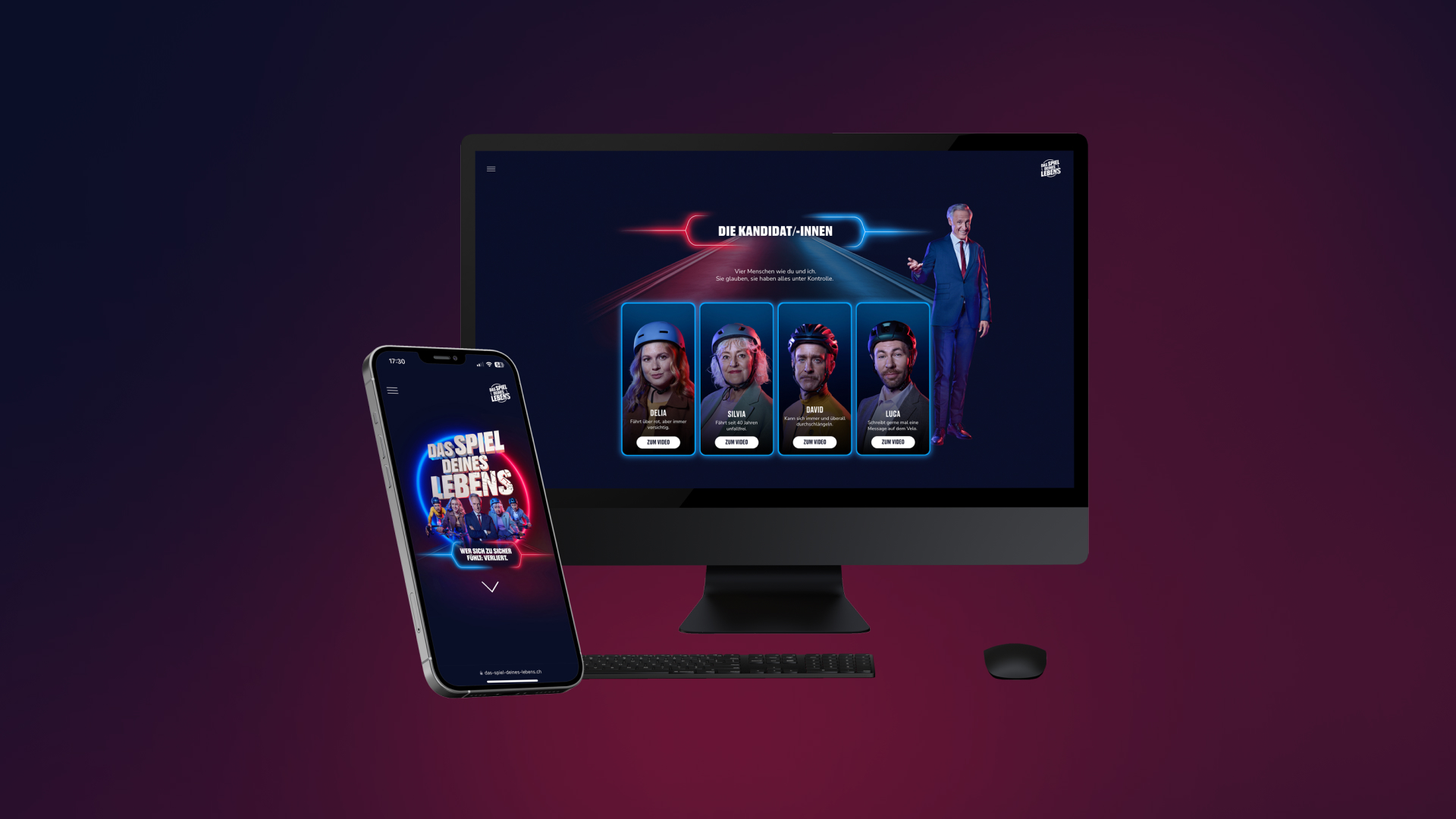Landingpage des Gameshow-Formats mit den Kandidat:innen