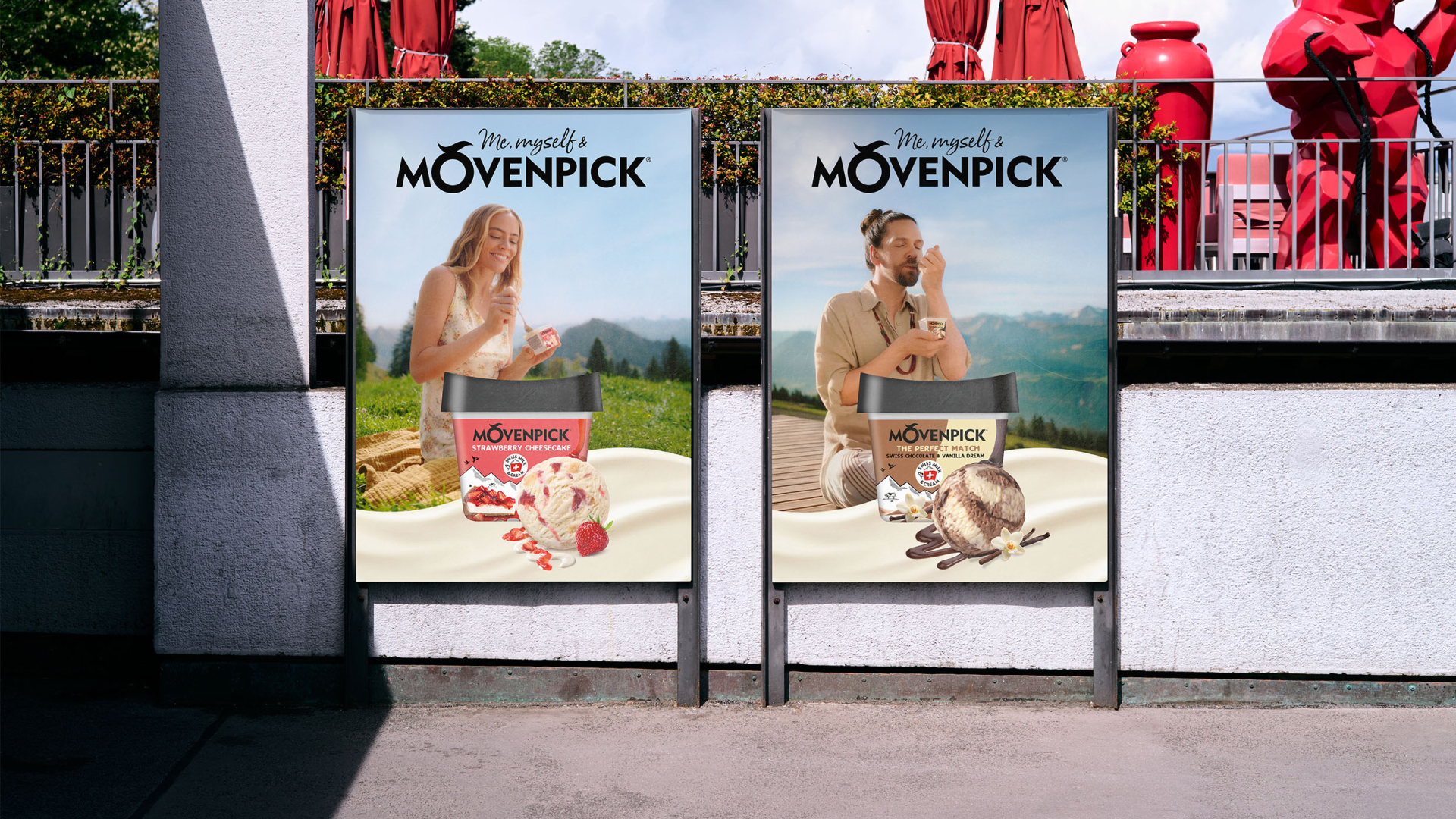 Mövenpick Kampagne als DOOH-Plakat an einer Tramhaltestelle