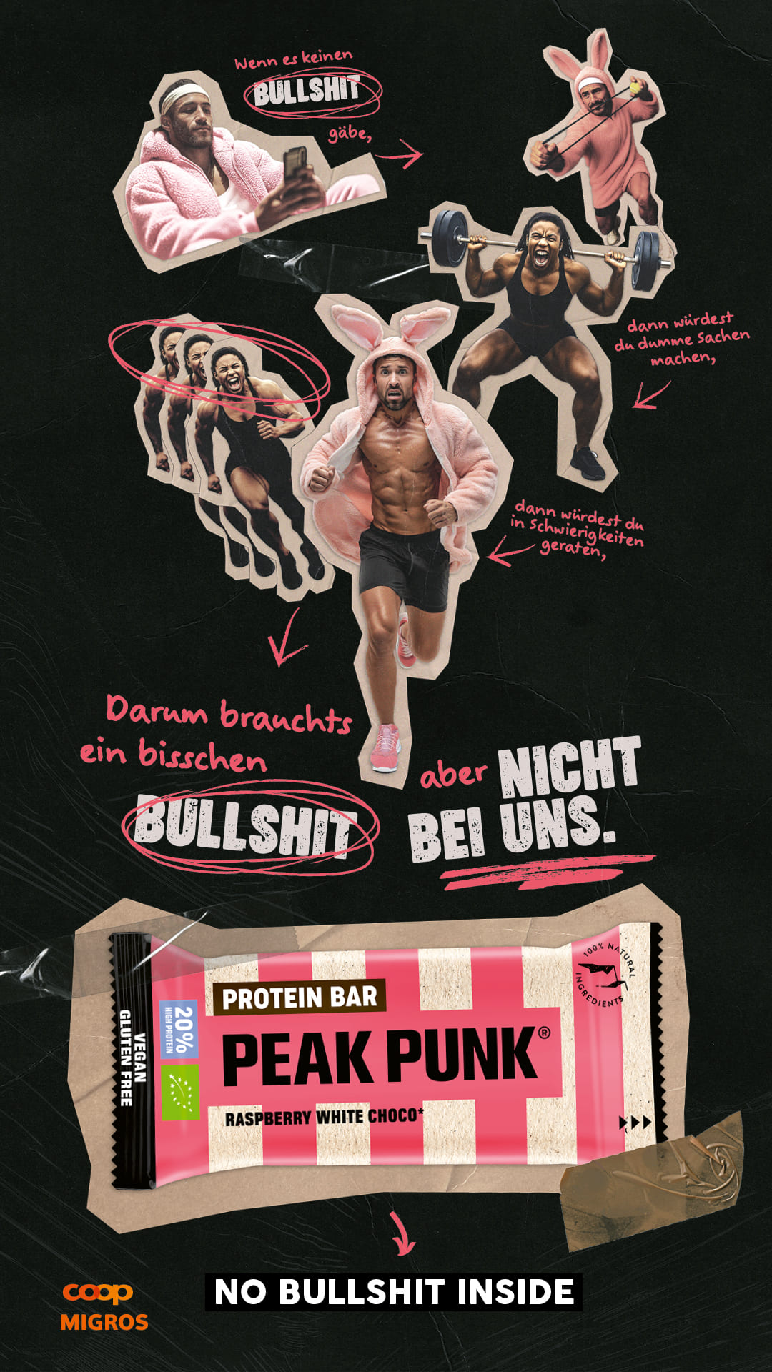 Peak Punk Sujet «Nicht bei uns.» in zweiter Variante mit Hasen