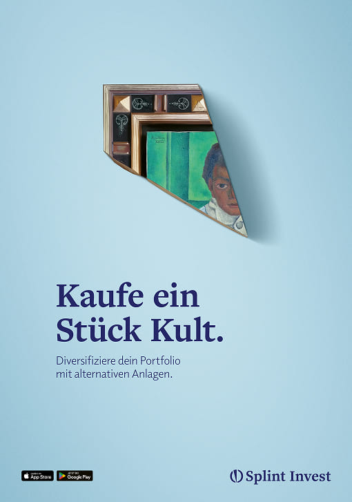 Splint Invest Sujet «Kaufe ein Stück Kult.» – Bruchstück eines gerahmten Kunstwerks