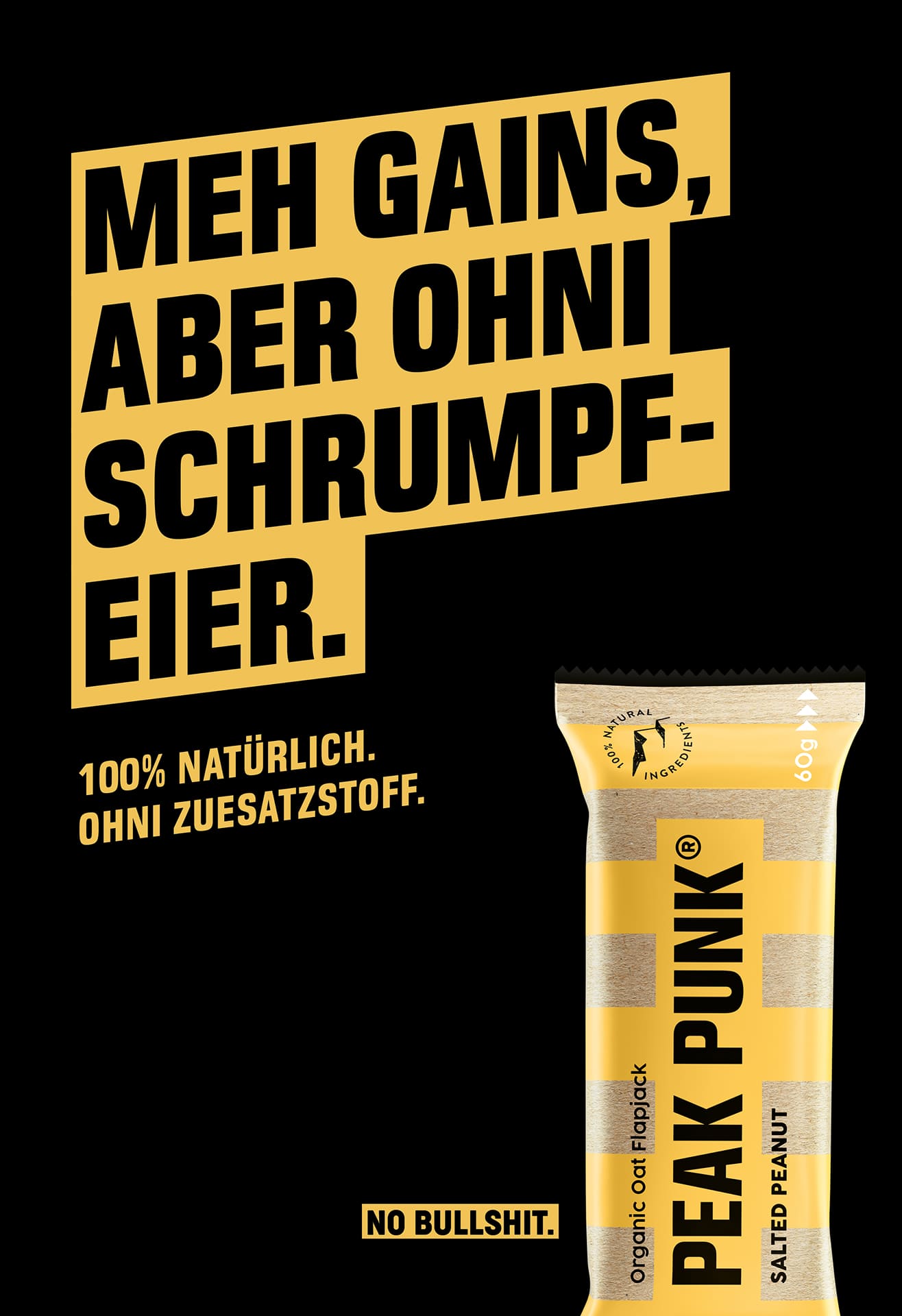 Peak Punk Sujet «Meh Gains, aber ohni Schrumpfeier.» mit Riegel