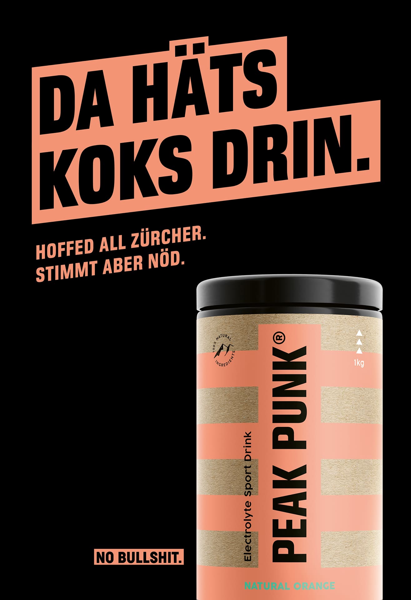 Peak Punk Sujet «Da häts Koks drin.» mit Protein-Dose