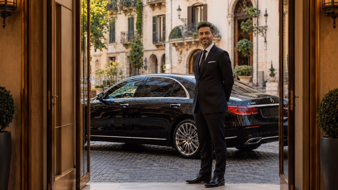 Luxury chauffeur service in Cagliari with private driver by Moveolux for premium island transfers