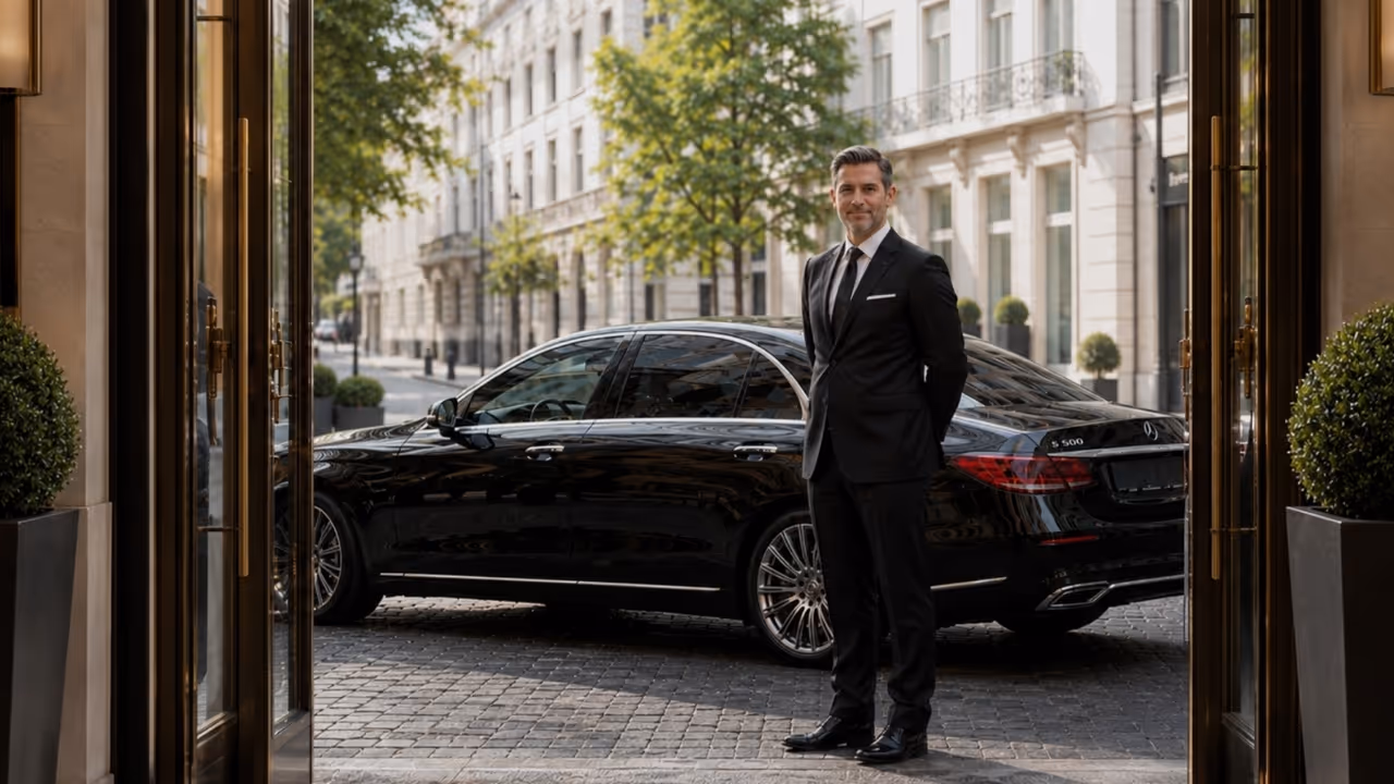 Luxury chauffeur service in Zurich with private driver by Moveolux for executive city transfers