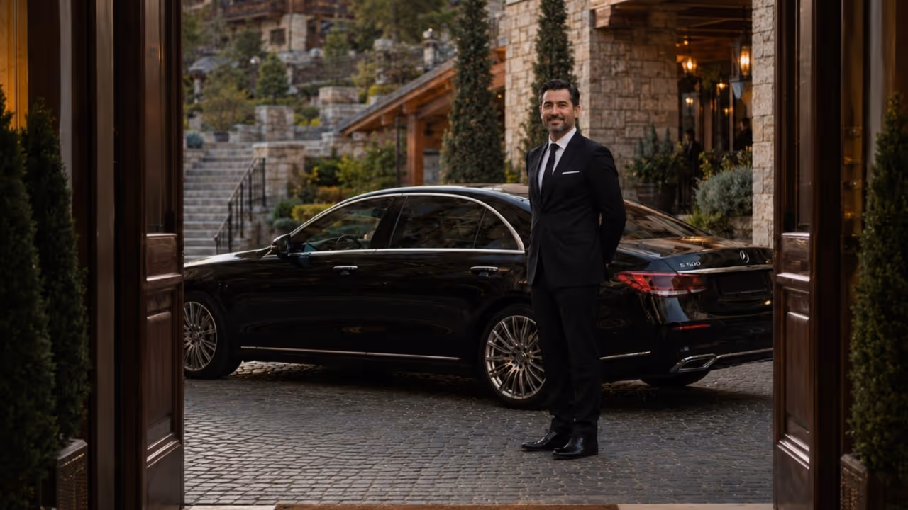 Luxury chauffeur service in Gstaad with private driver by Moveolux for premium alpine transfers