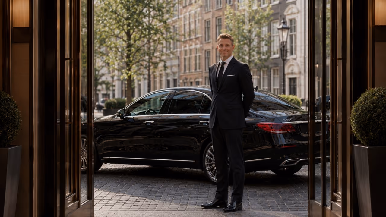 Luxury chauffeur service in Amsterdam with private driver by Moveolux for executive private travel