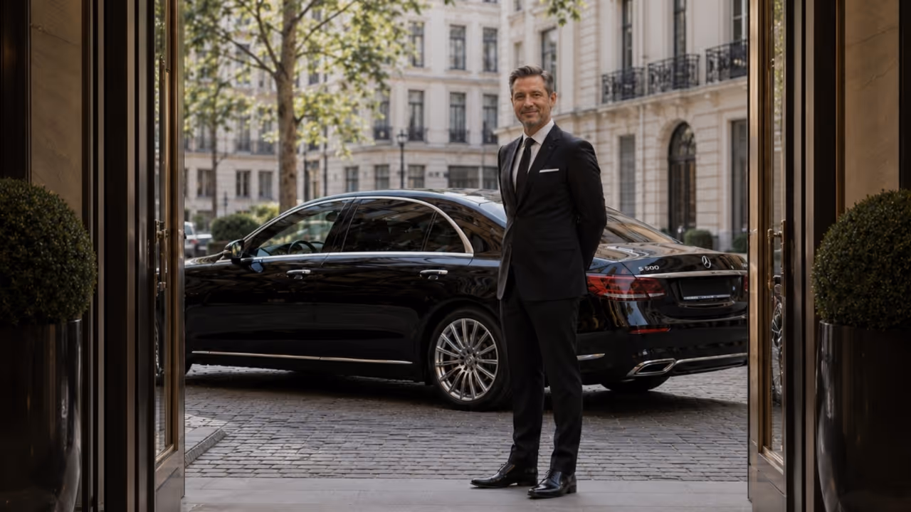 Luxury chauffeur service in Munich with private driver by Moveolux for executive Bavarian travel