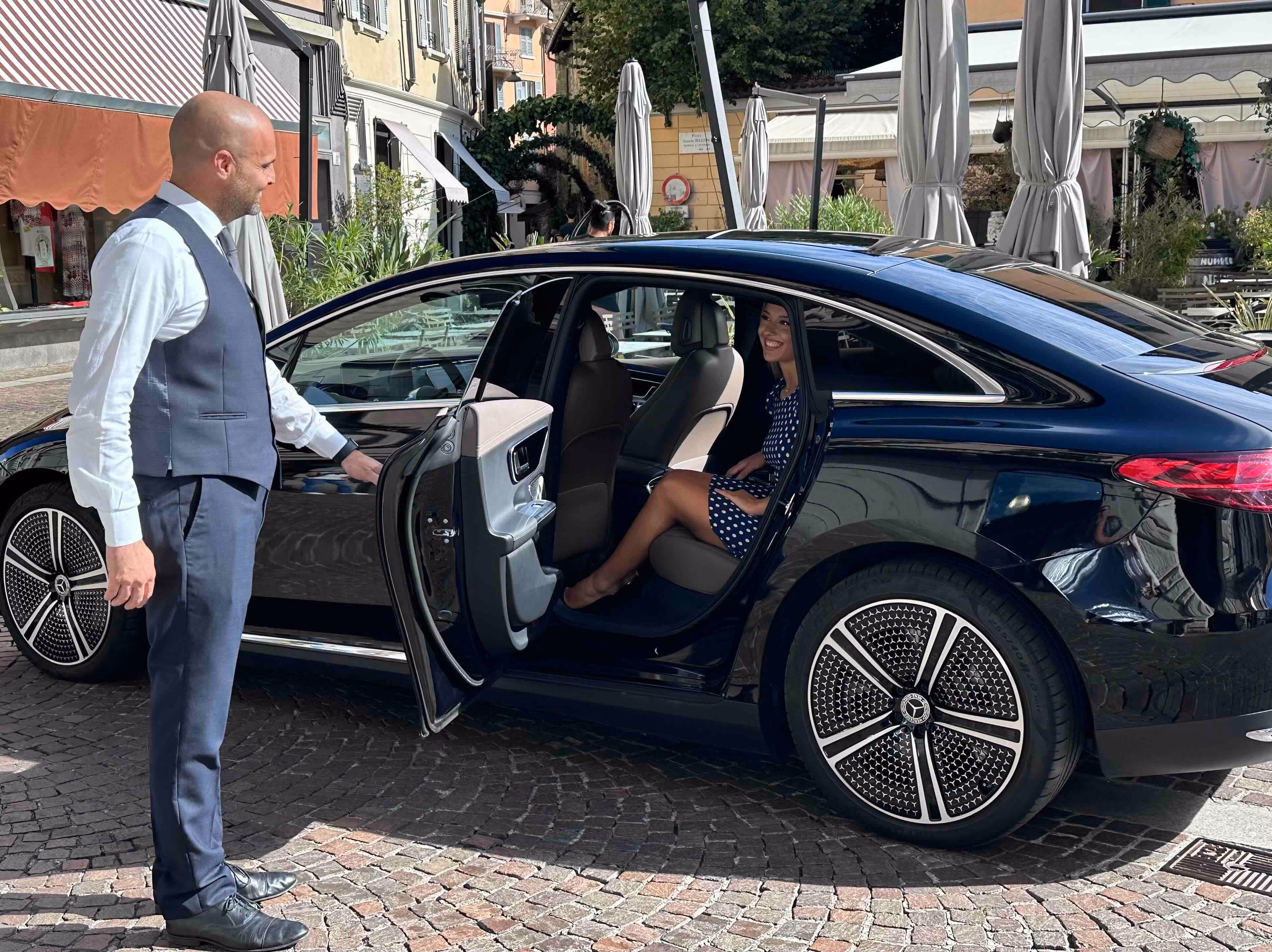 Mercedes EQE electric chauffeur service for silent premium mobility and executive transfers