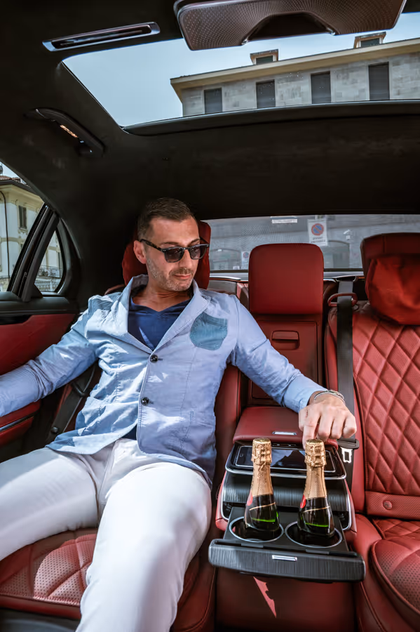Passenger lounge comfort inside the Mercedes S-Class for luxury chauffeur service