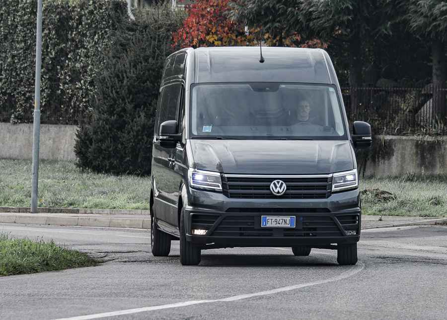 Front exterior view of a luxury luggage van for private baggage transport service
