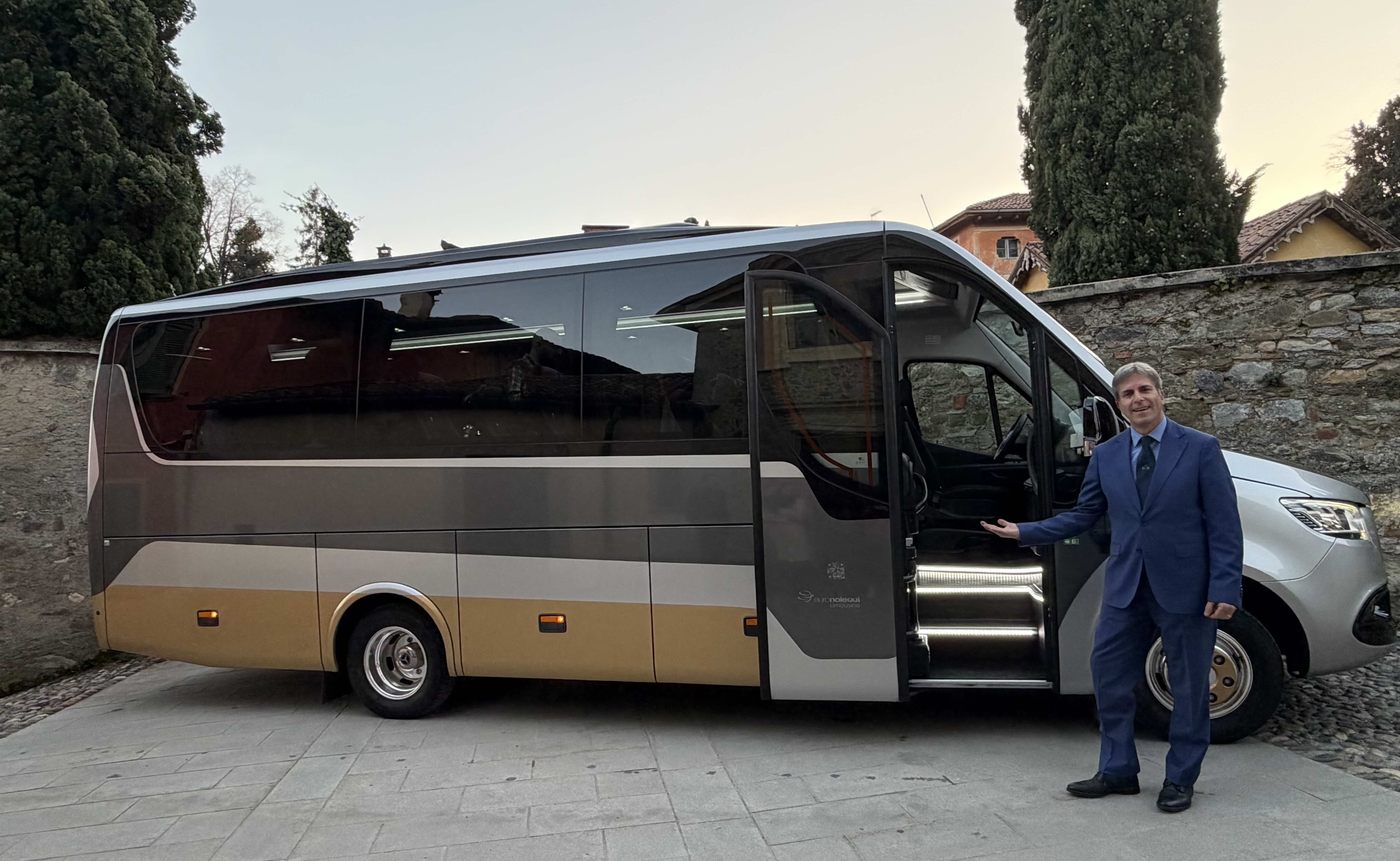 Moveolux Luxury Minibus 16 exterior with professional driver for premium private group transfers