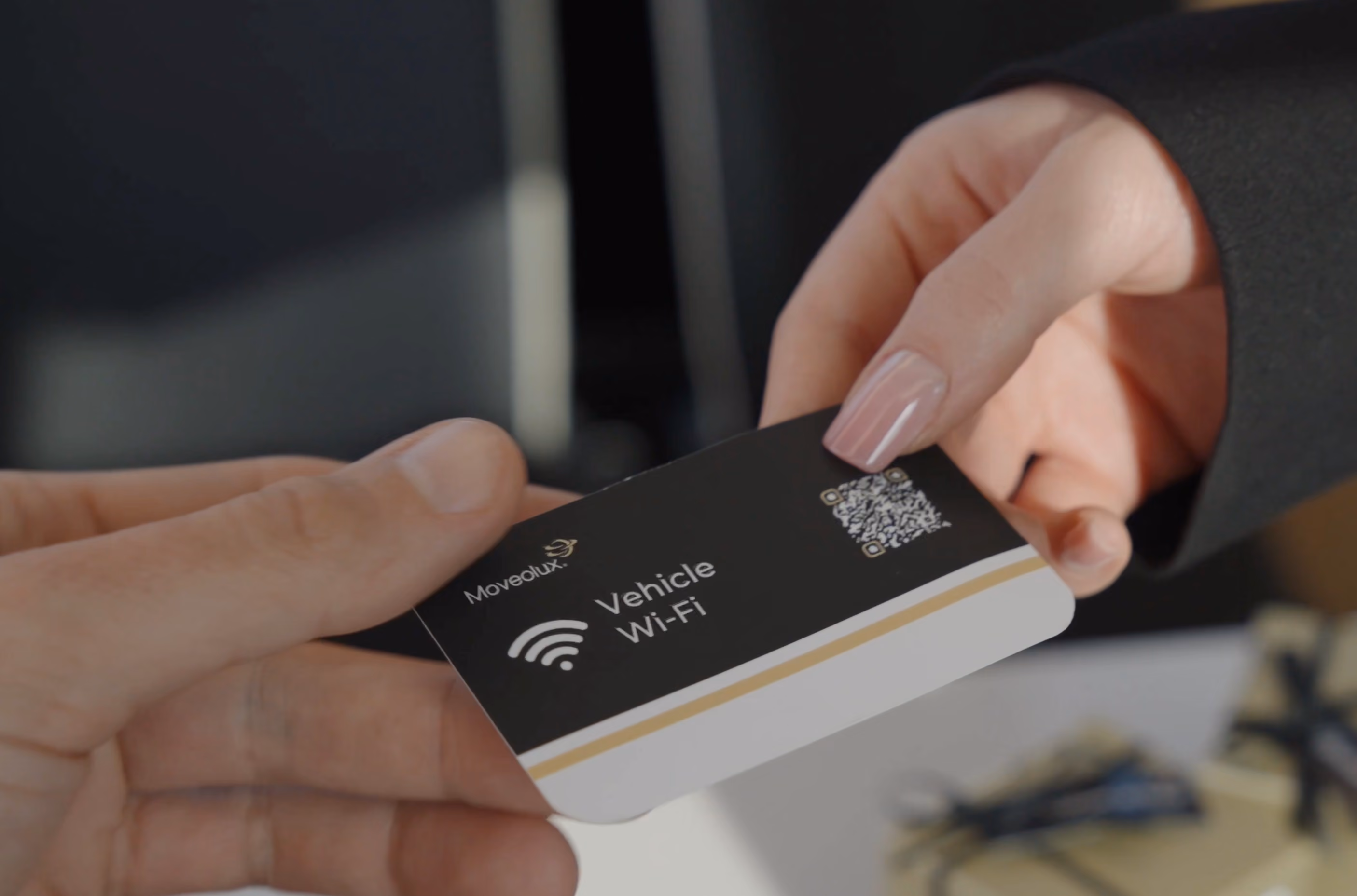 Vehicle Wi-Fi card detail on board the Moveolux Limobus for connected travel
