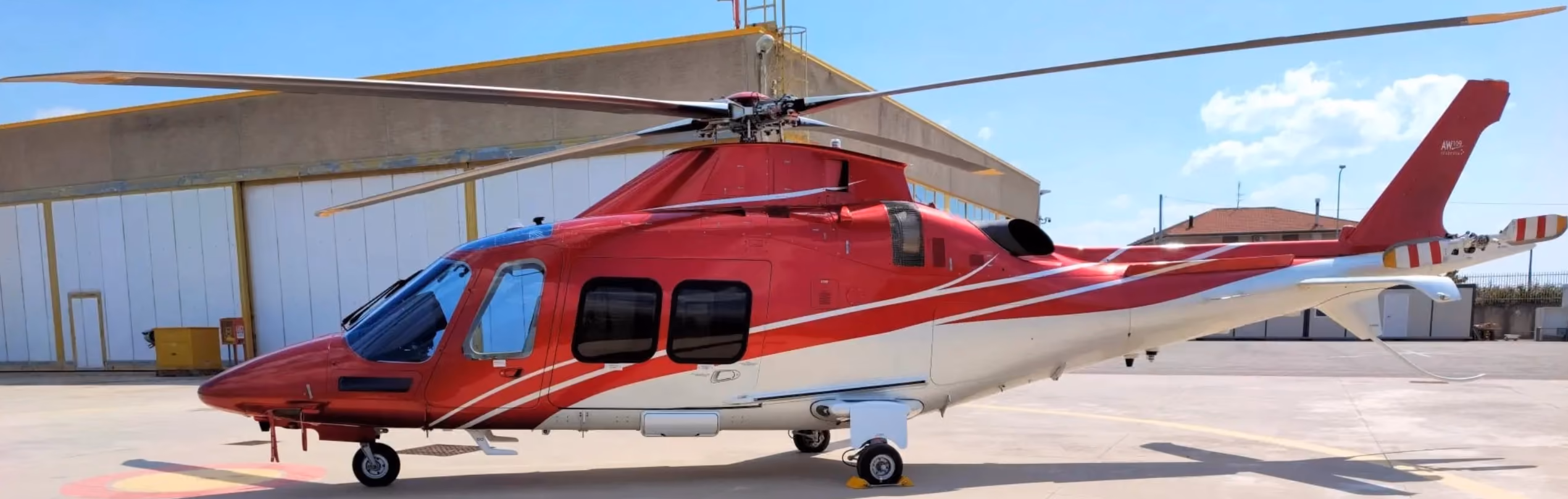 Exterior detail of the Leonardo A109SP helicopter for private air mobility services