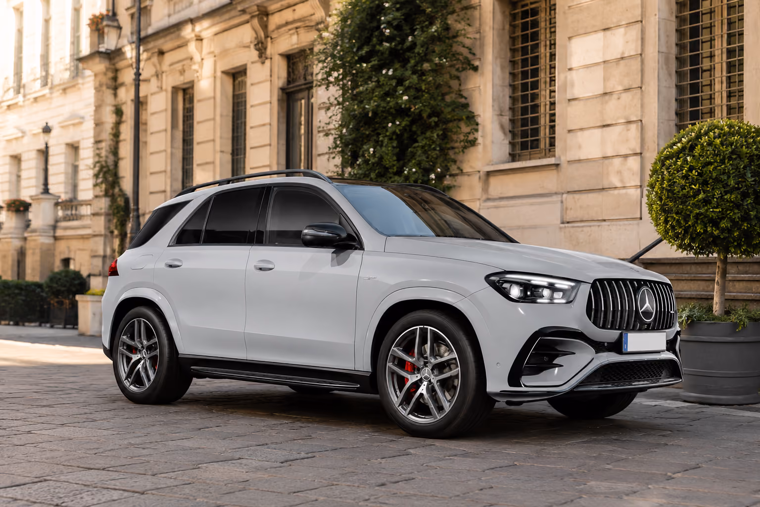 Front exterior view of the Mercedes Performance SUV for premium self-drive rental
