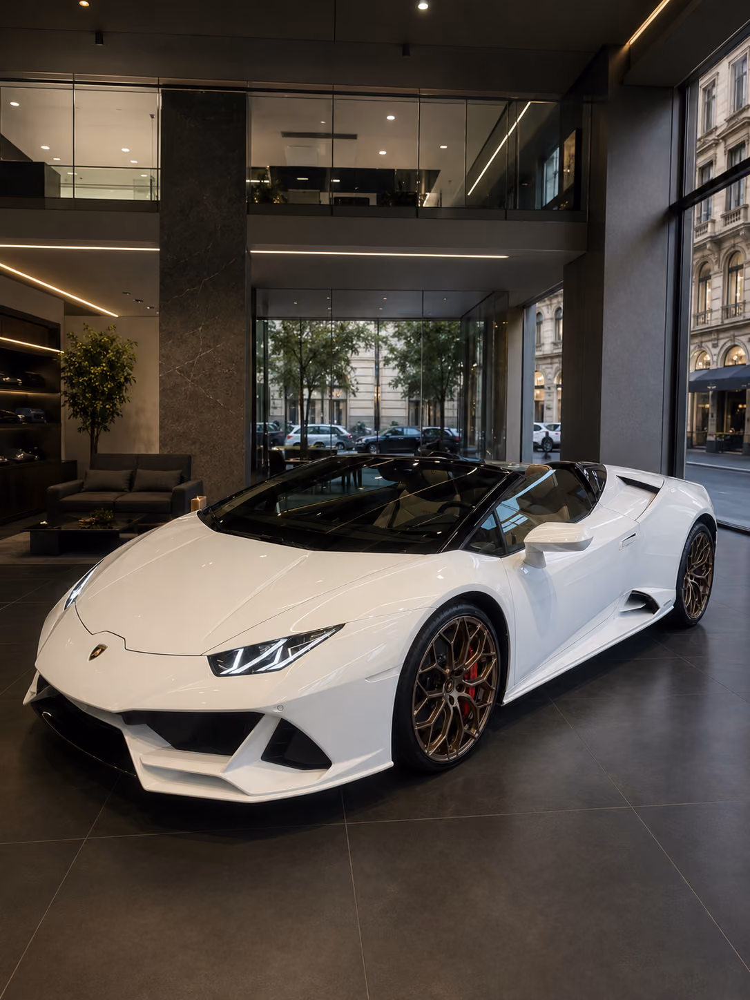 Lamborghini luxury sport car in an urban setting for exclusive self-drive rental