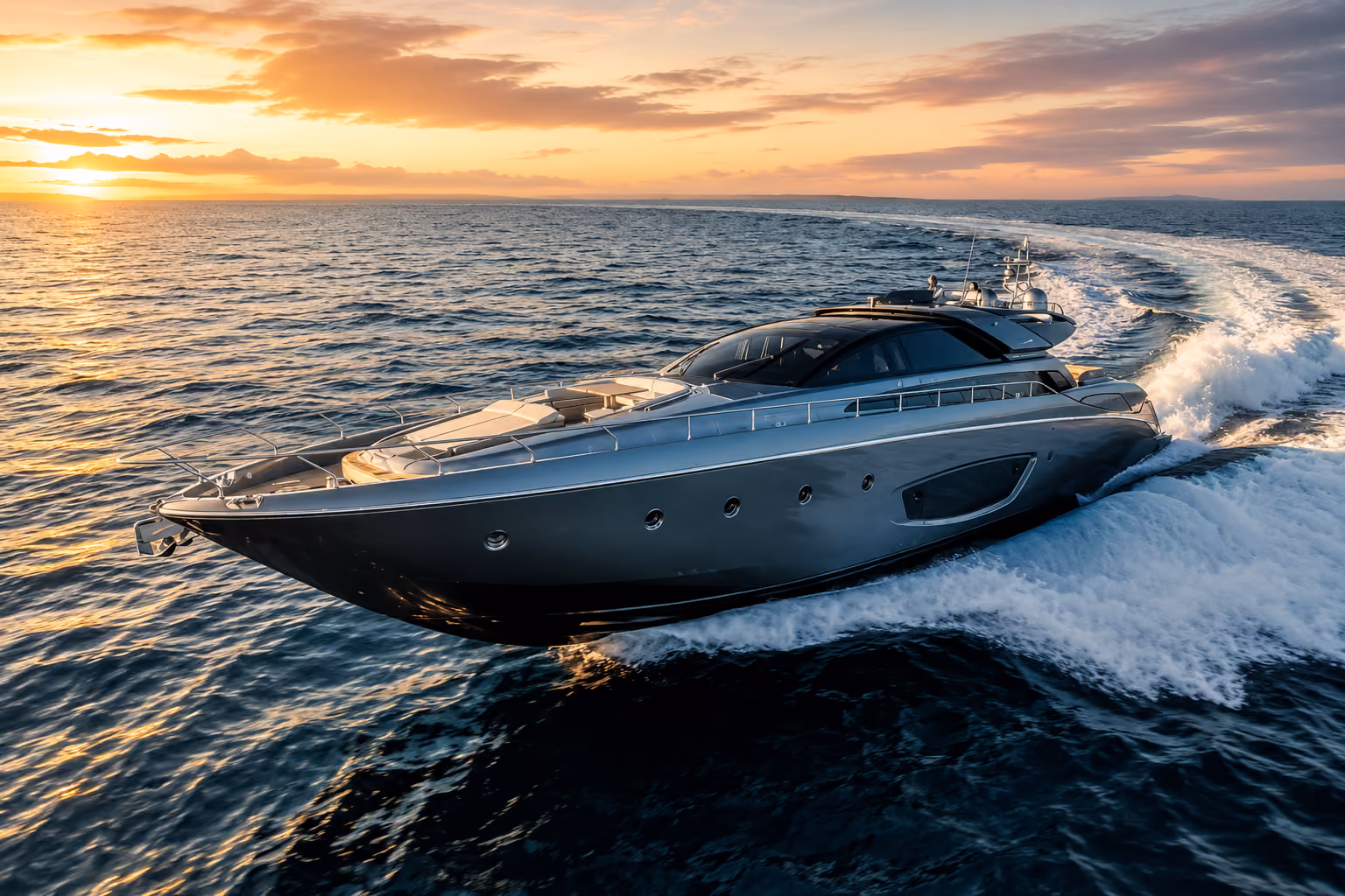 Amalfi Limotender luxury yacht during a sunset cruise for an exclusive private boating experience
