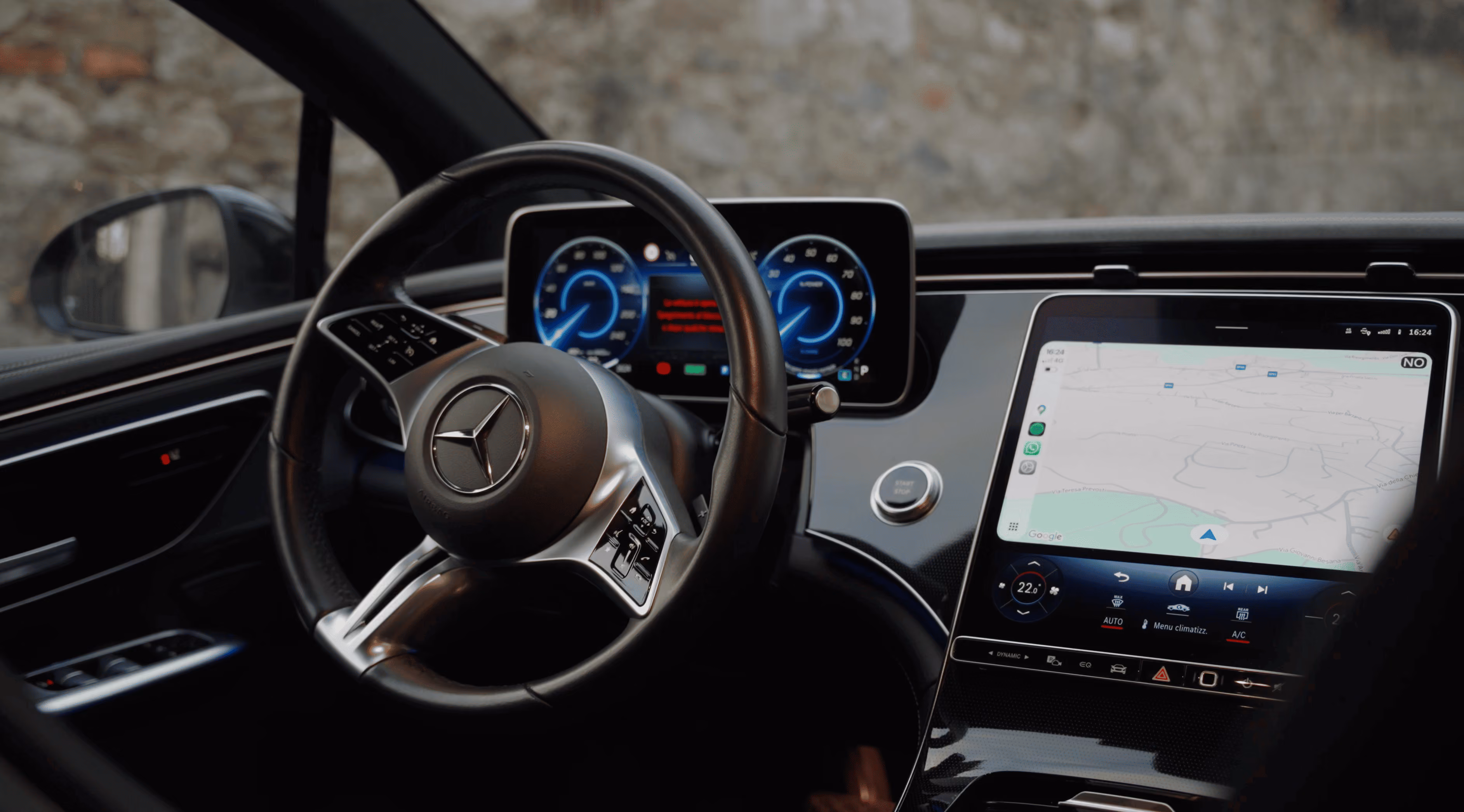 Cockpit and dashboard of the Mercedes EQE for modern electric chauffeur service