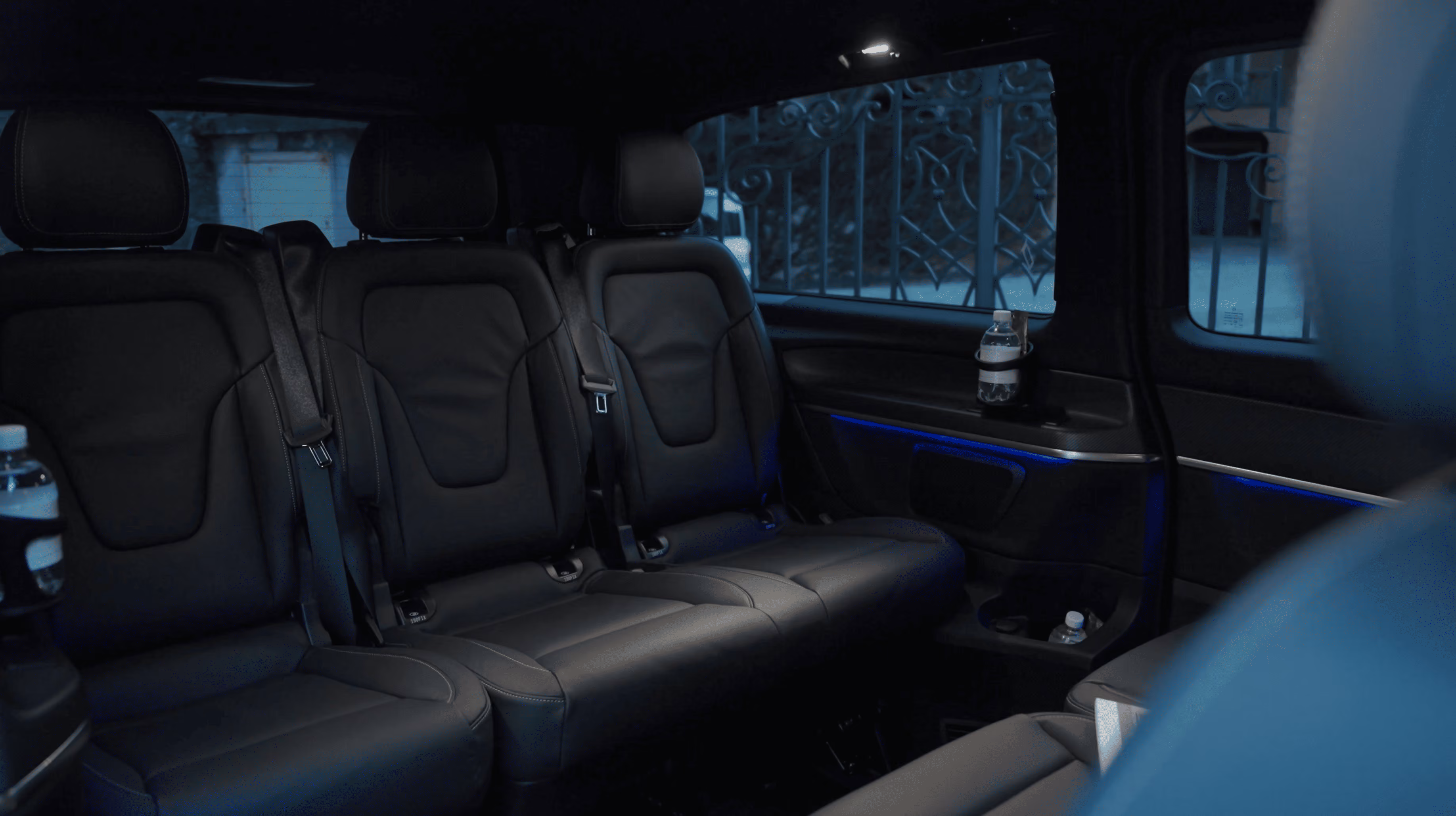 Rear passenger seats inside the Mercedes V-Class Black with premium group comfort