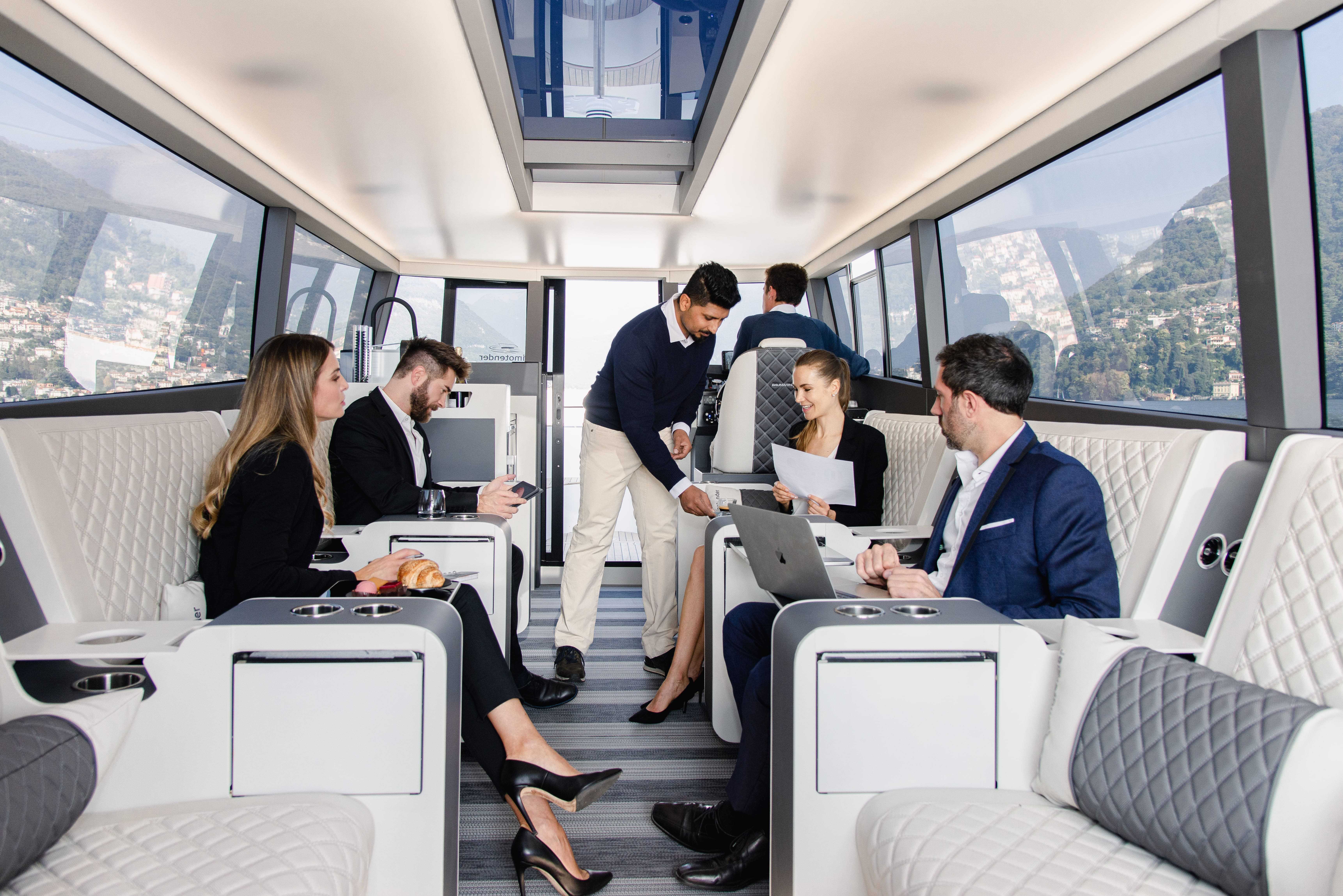 Interior lounge of the Moveolux Limotender for private business transfers and premium hospitality