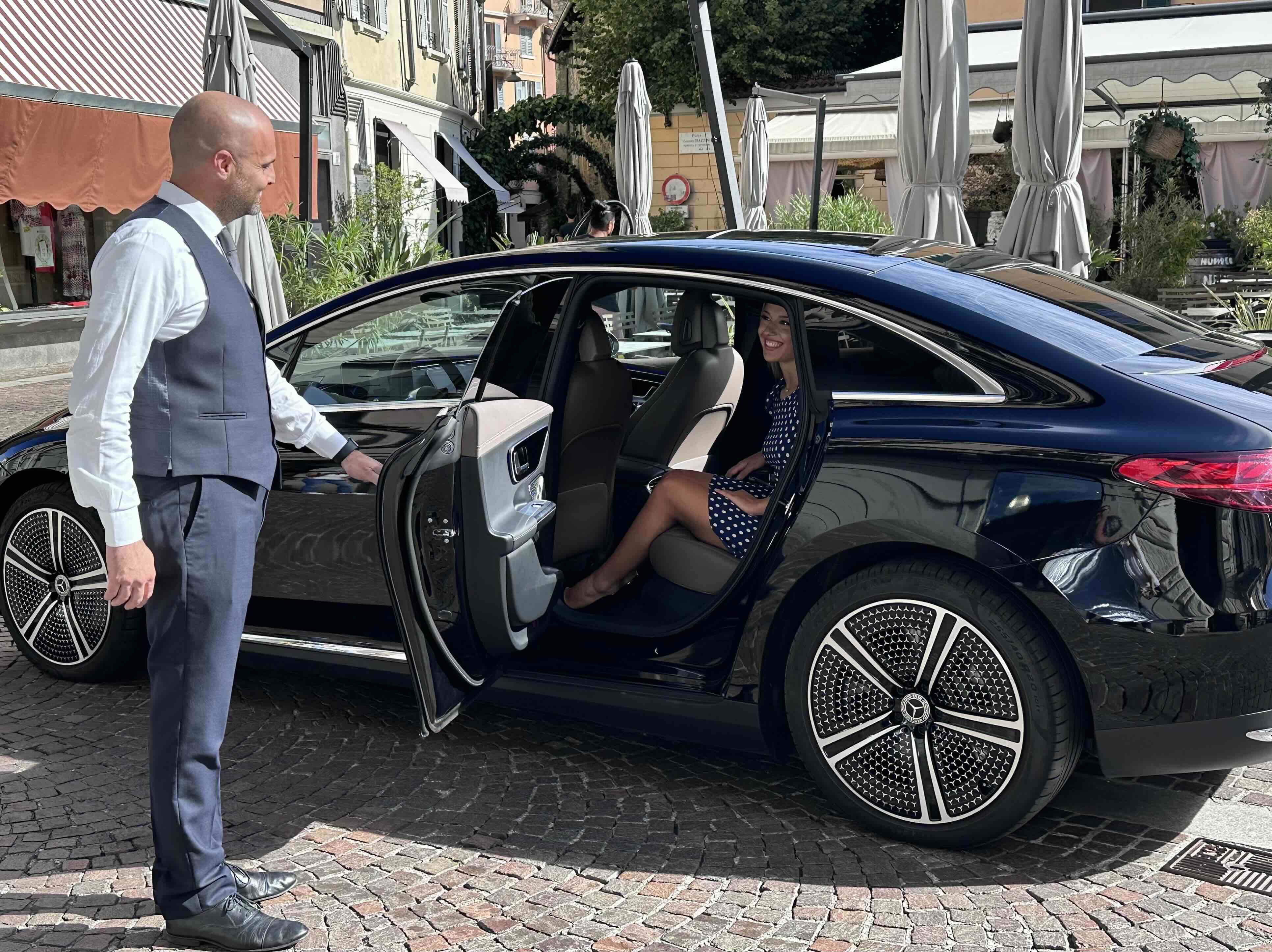 Mercedes EQE electric chauffeur service for silent premium mobility and executive transfers