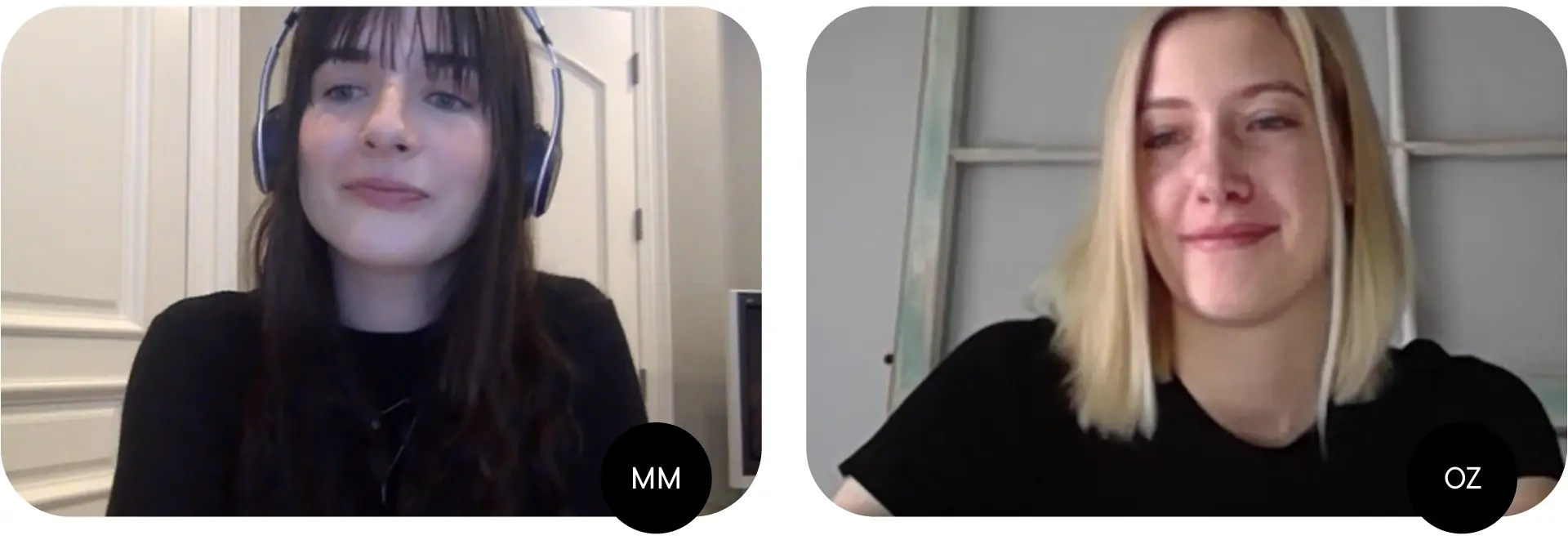 Video chat screenshots of Mackenzie Murray and Olivia Zidzik
