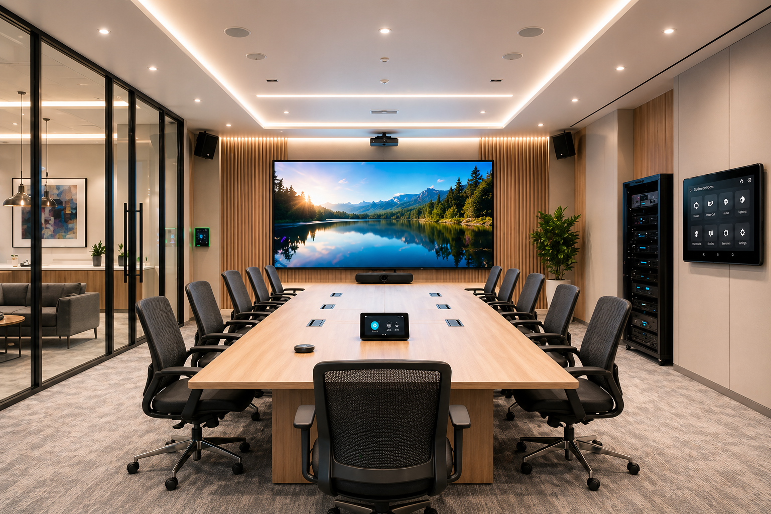 Audio visual solutions installation in a corporate boardroom — Technobriq AV system integrator Qatar