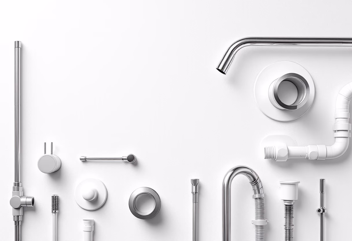 [background image] image of pipes and fittings (for a plumbing service)