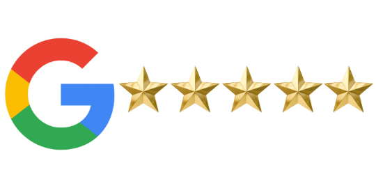 Google logo followed by five gold stars indicating a 5-star rating.