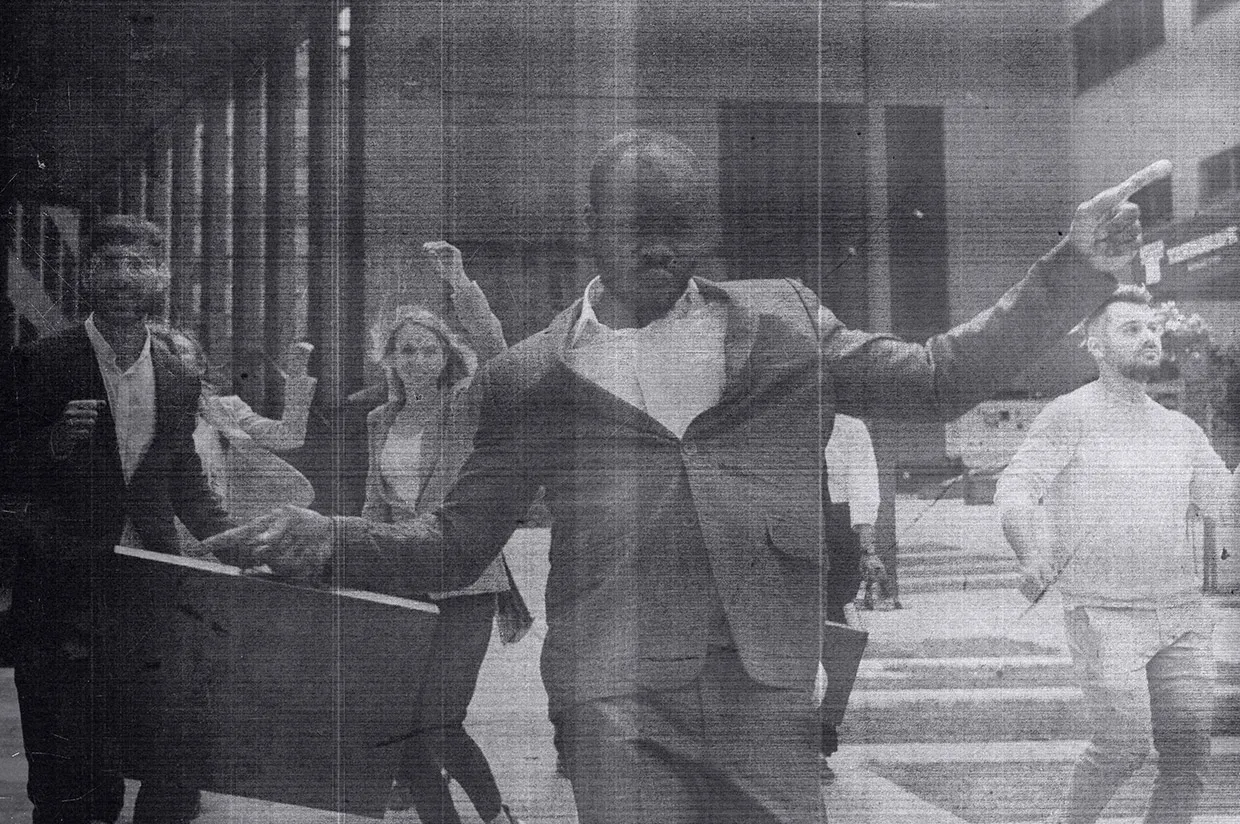 business man walking funny