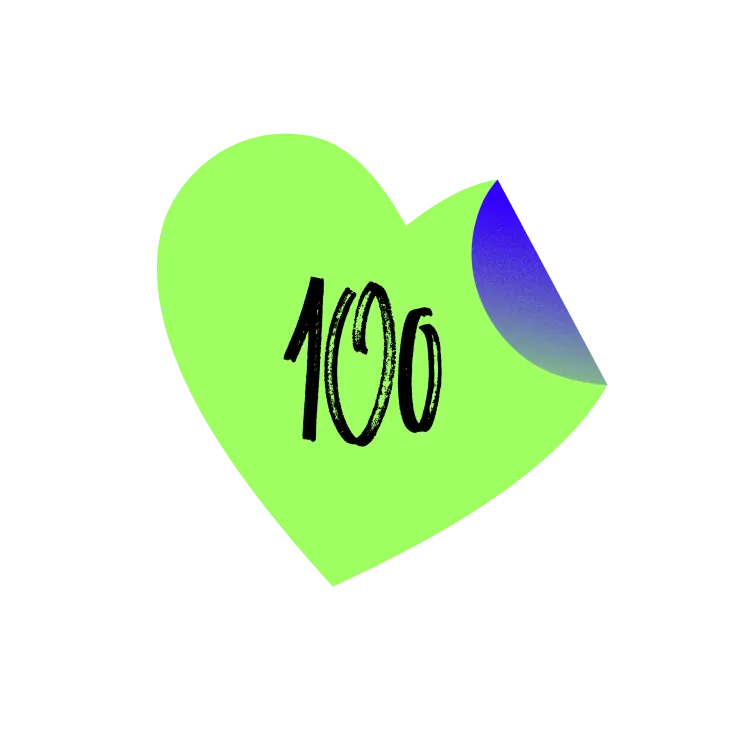 heart shaped post it that reads 100