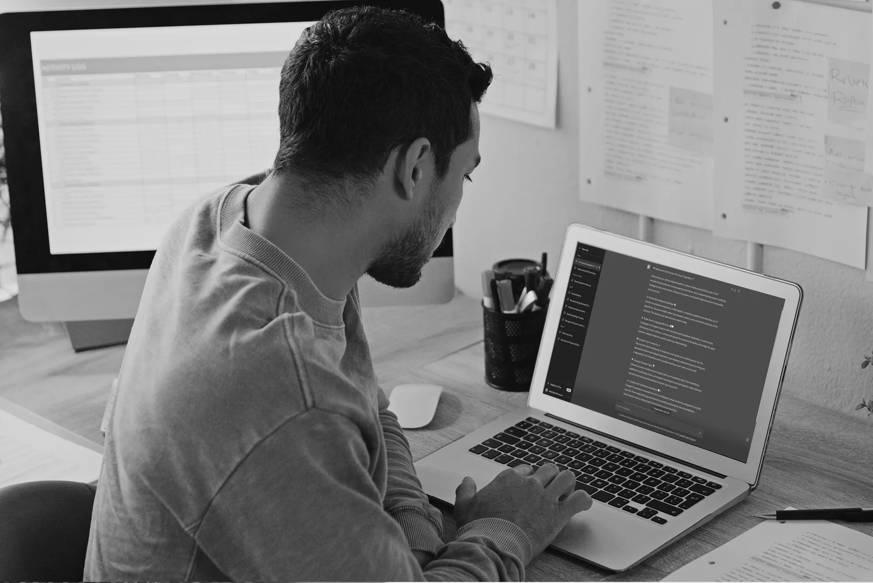 Guy on a laptop using AI