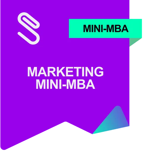 Purple banner with white logo and text 'MARKETING MINI-MBA' and a turquoise tab labeled 'MINI-MBA'.