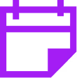 White calendar icon with a folded corner on a purple background.