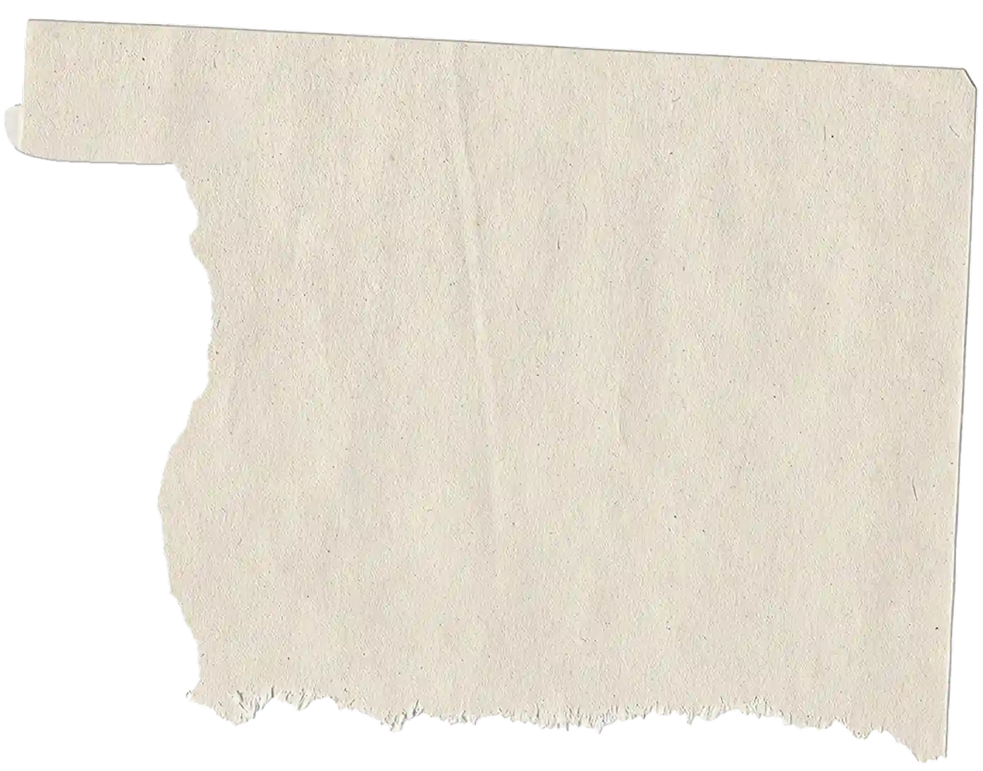 Torn, textured beige paper with irregular edges on a transparent background.