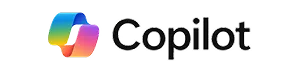 Copilot brand logo with a colorful interlocking design to the left of the text.