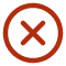 Brown circle with a white X mark inside, symbolizing a close or cancel icon.