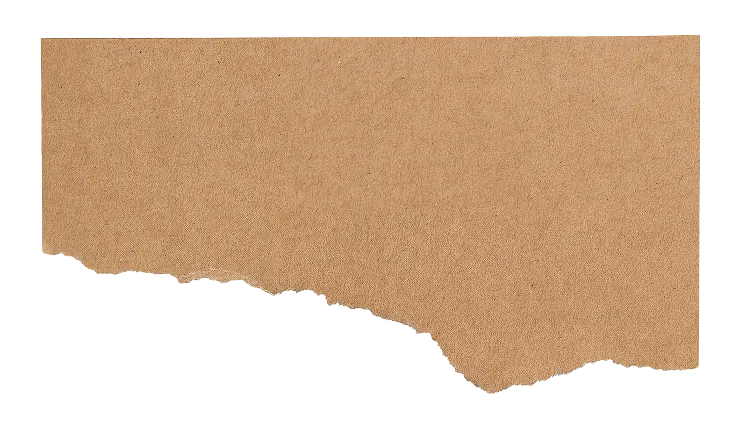 A torn piece of brown kraft paper with an irregular jagged bottom edge on a transparent background.