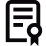 Icon of a document with text lines and a ribbon seal representing a certificate or diploma.