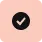 Black check mark icon inside a black circle on a light pink rounded square background.
