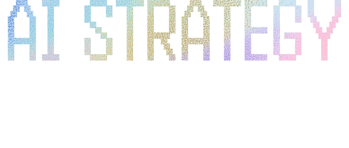 Text reading 'AI STRATEGY' in pixelated multicolor letters above the word 'SUMMIT' in bold white letters on a black background.