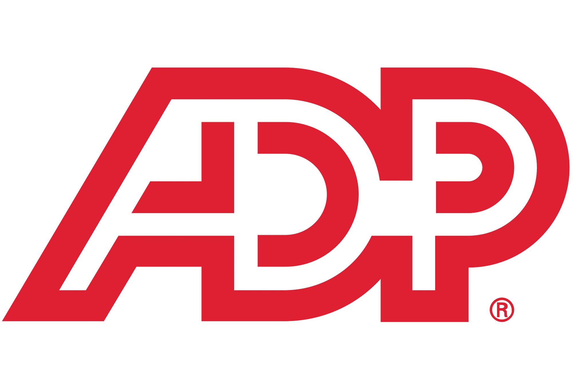 Red stylized letters ADP logo.