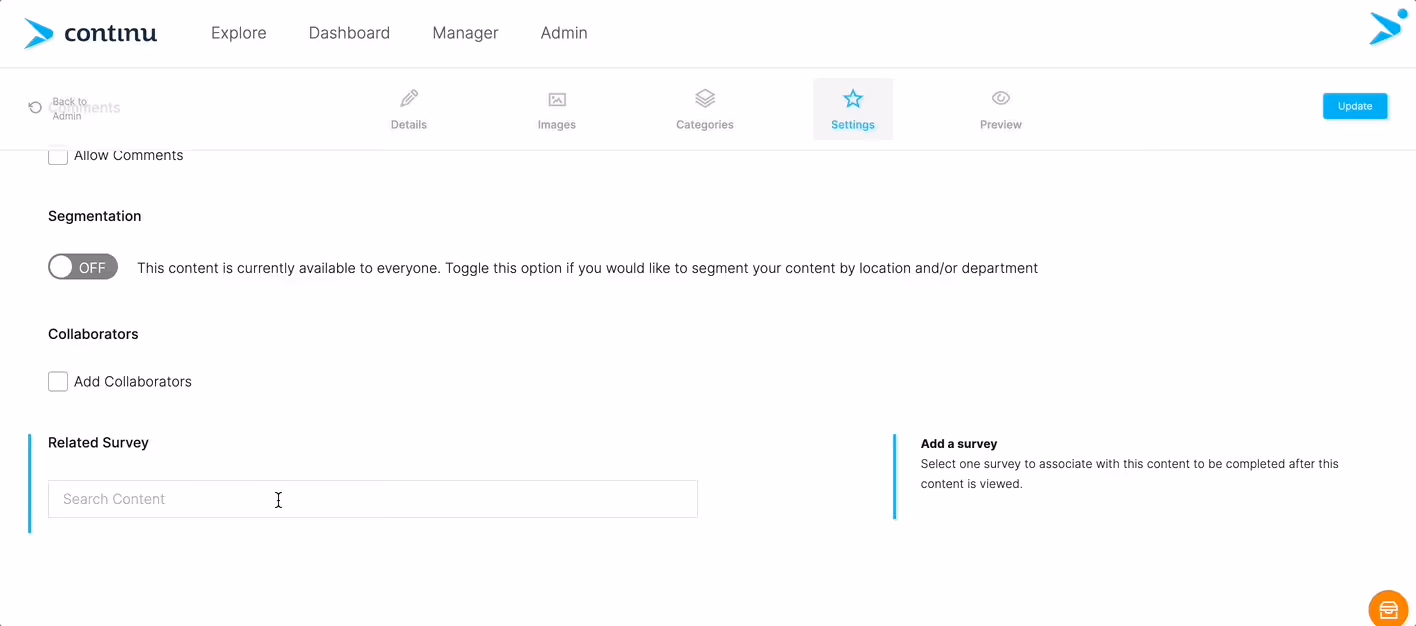 Attach surveys to training modules and collect post training feedback