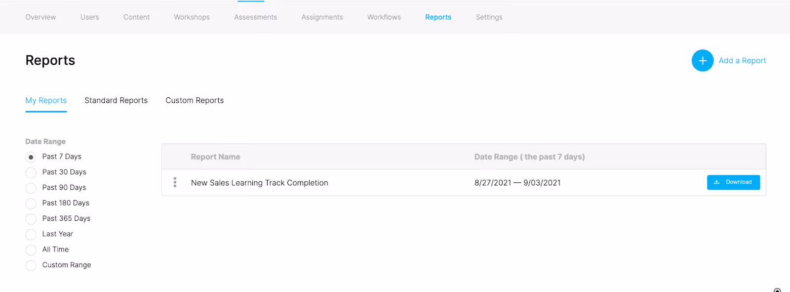 Continu can generate insightful reports on Learning Track completion.