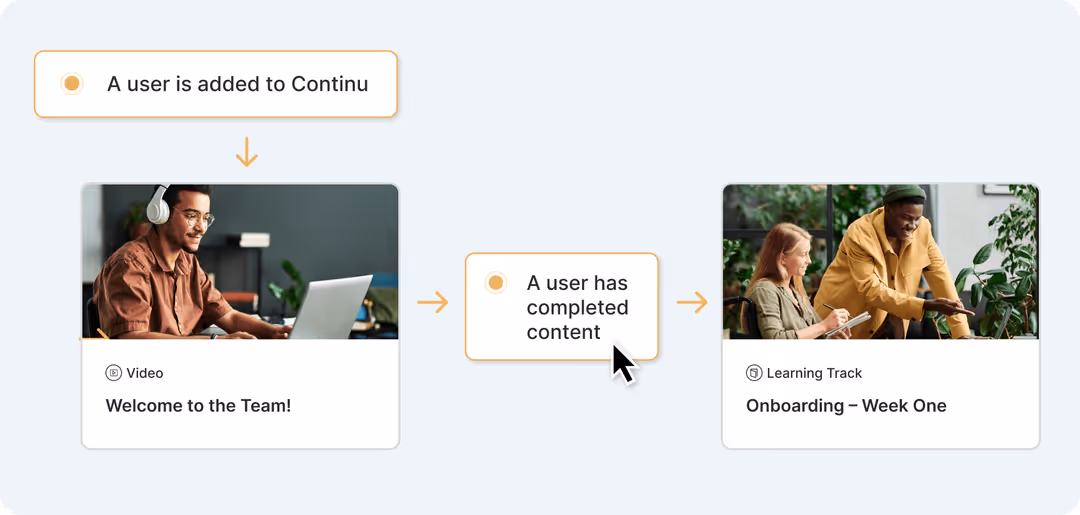 Save time with powerful LMS automations in Continu.