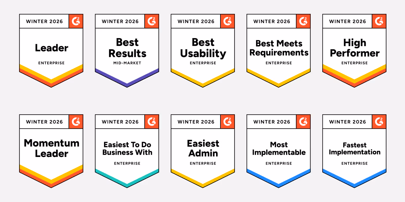 Continu's top G2 badges for Corporate Learning Management Systems (LMS) category in Winter 2026